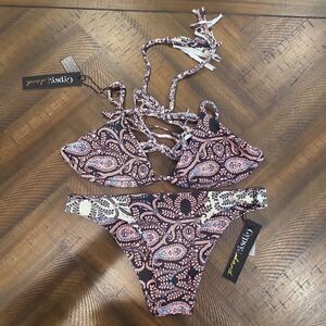 Reversible String Bikini Set Paisley and floral Small